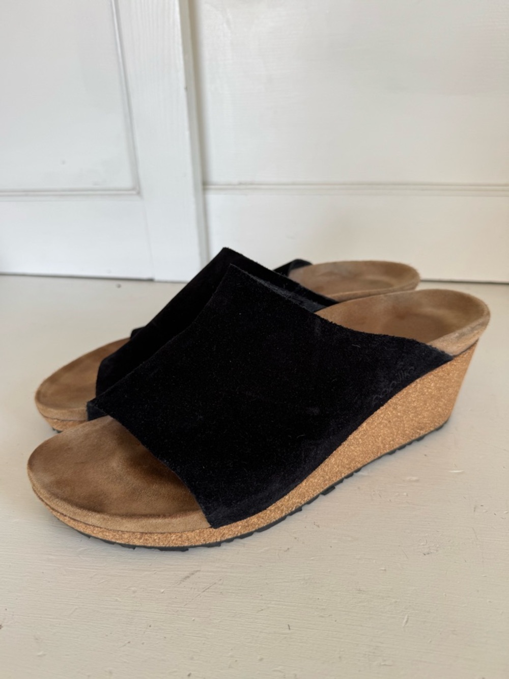 Papillio by Birkenstock Black Namica Suede Wedge Sandals size 41